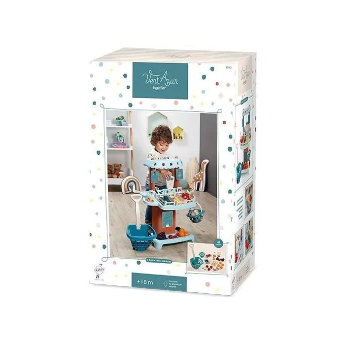 Ecoiffier Puesto de Mercado Eco-Responsable Vert Azur Juguete para Niños a Partir de 18 Meses con Accesorios y Balanza Fabricado en Francia 2