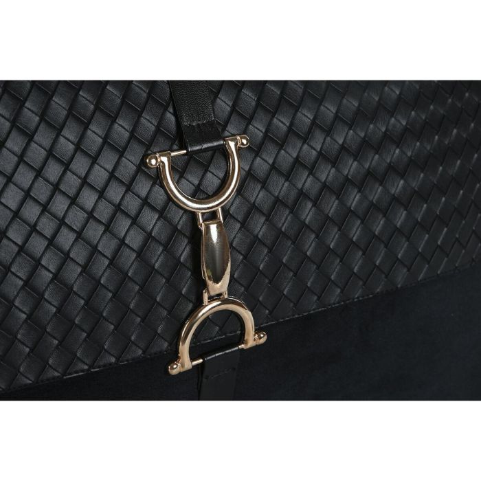 DKD Home Decor Cojín decorativo de Poliéster y PU negro y dorado con cremallera y hebilla, 430 gsm - 50 x 30 x 10 cm 3