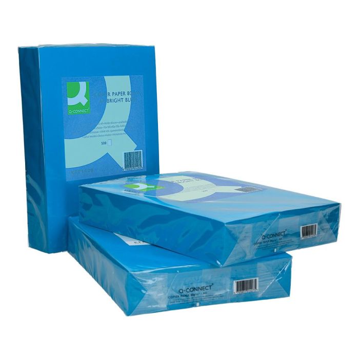 Papel Color Q-Connect Din A4 80 gr Azul Intenso Paquete De 500 Hojas 3