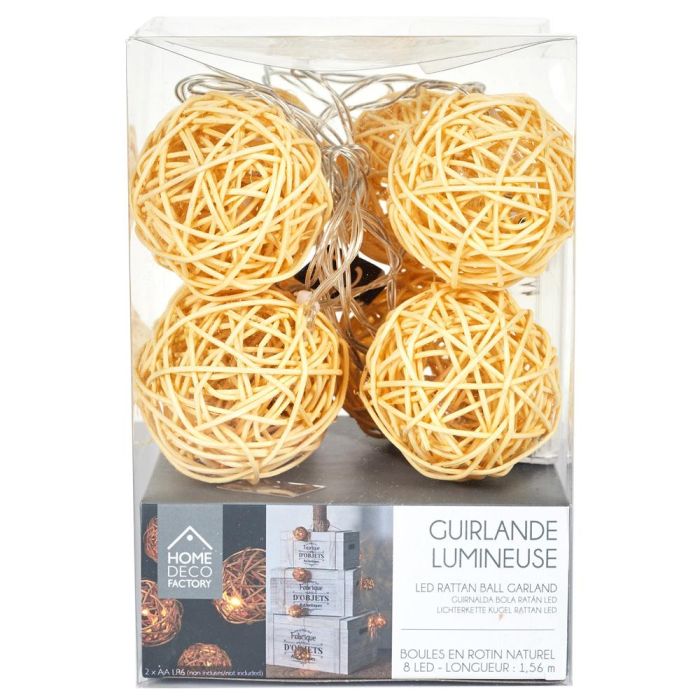 Home Deco Factory Guirnalda 8 LED Ratán 148cm 1 Home Deco Factory Guirnalda 8 LED Ratán 148cm 1