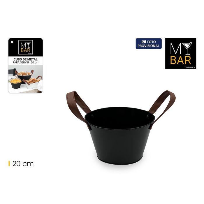 Inde Cubo de Metal Oval con Asa de Piel Negro 20 cm My Bar (12 Unidades) Inde Cubo de Metal Oval con Asa de Piel Negro 20 cm My Bar (12 Unidades)