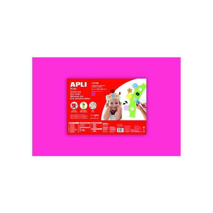 Apli Goma Eva Rosa 40x60 cm 2 mm Pack 5 Hojas para Manualidades