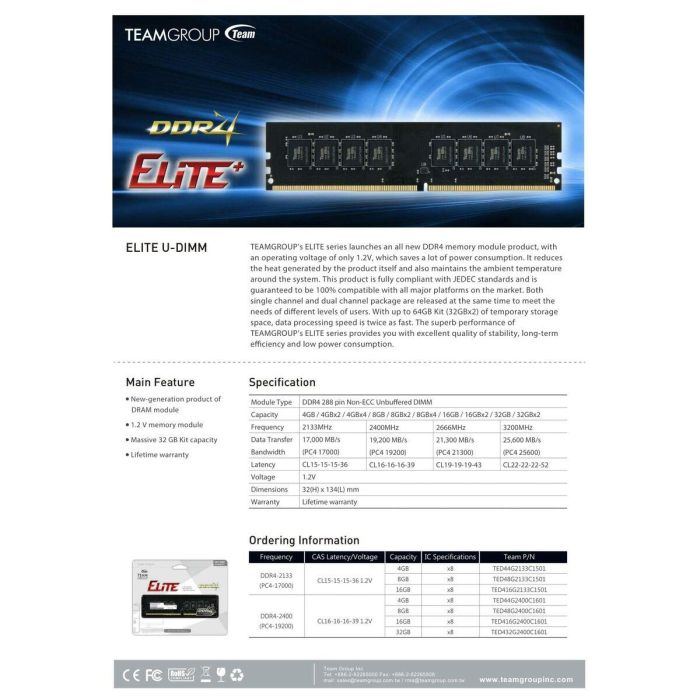 Teamgroup Memoria RAM DDR4 16GB 3200MHz DIMM 288-pin para PC y Servidores 2 Teamgroup Memoria RAM DDR4 16GB 3200MHz DIMM 288-pin para PC y Servidores 2