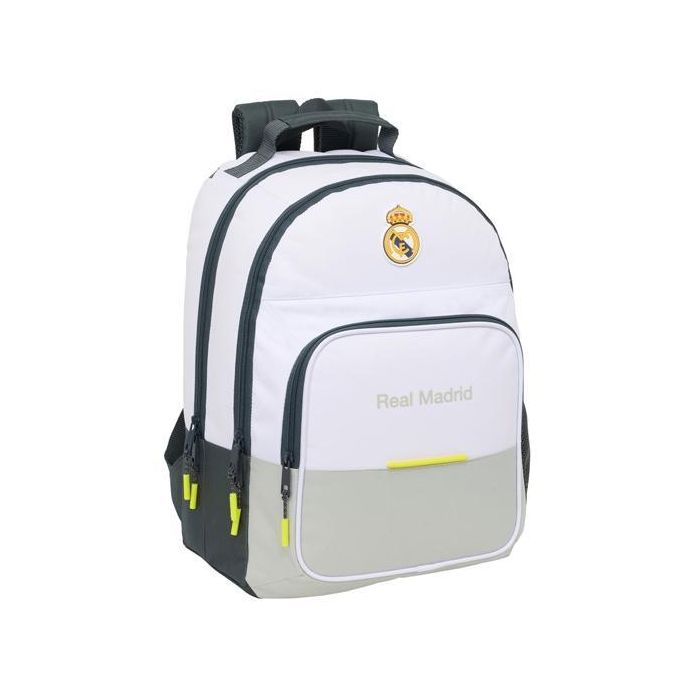 Safta Mochila Doble Adaptable a Carro Real Madrid Equipación 25-26, 21.5 L, Bolsillo Lateral, 2 Compartimentos