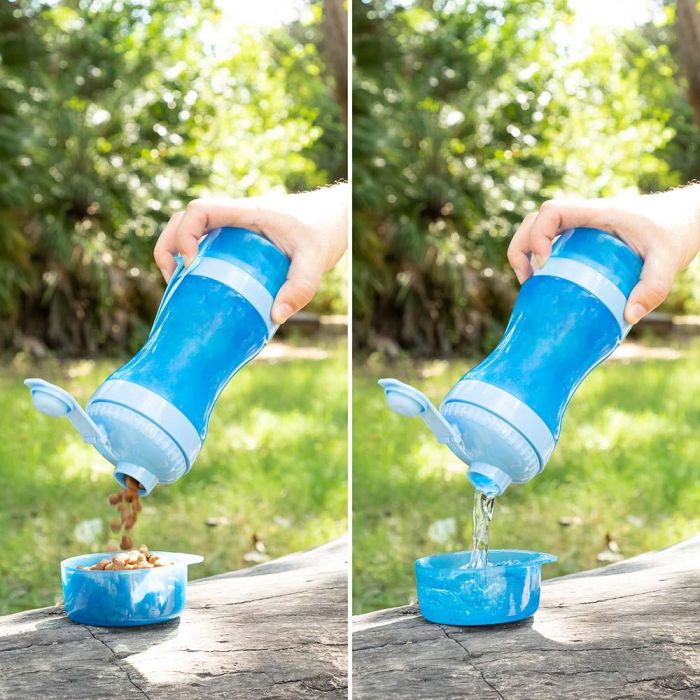 Botella con Depósito de Agua y Comida para Mascotas 2 en 1 Pettap InnovaGoods 6 Botella con Depósito de Agua y Comida para Mascotas 2 en 1 Pettap InnovaGoods 6