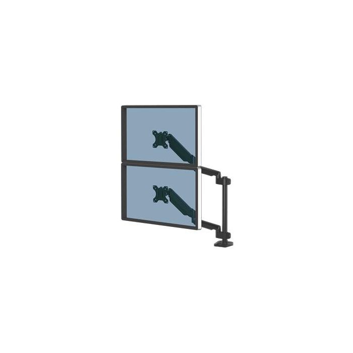 Fellowes 8043401 Soporte Doble para Monitor Platinum Series Vertical, 2x USB-A, hasta 32", 8 kg por Pantalla, Negro