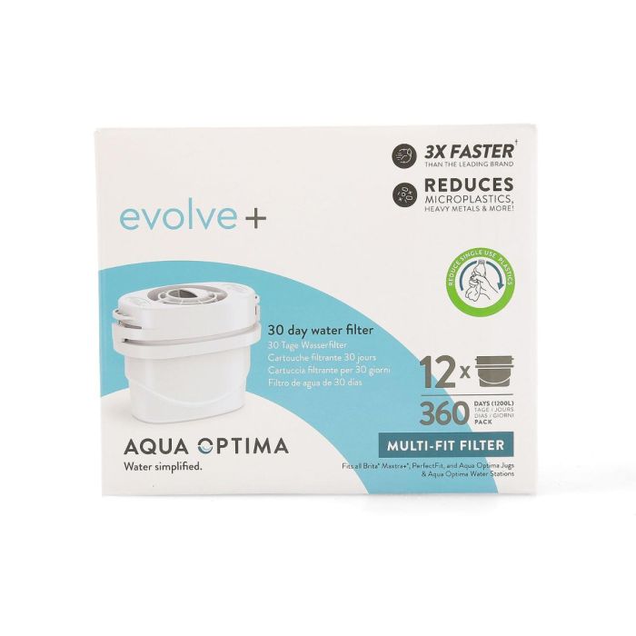 Aqua Optima Set 12 Filtros Jarra Agua Single Life Evolve Duracion 30 Dias Blanco Plastico Mate 4