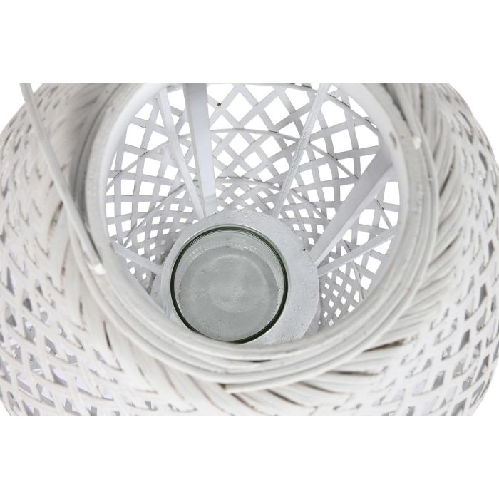 DKD Home Decor Portavela Shabby Blanco Bambú Cristal 40 x 75 x 40 cm (2 Unidades) 1