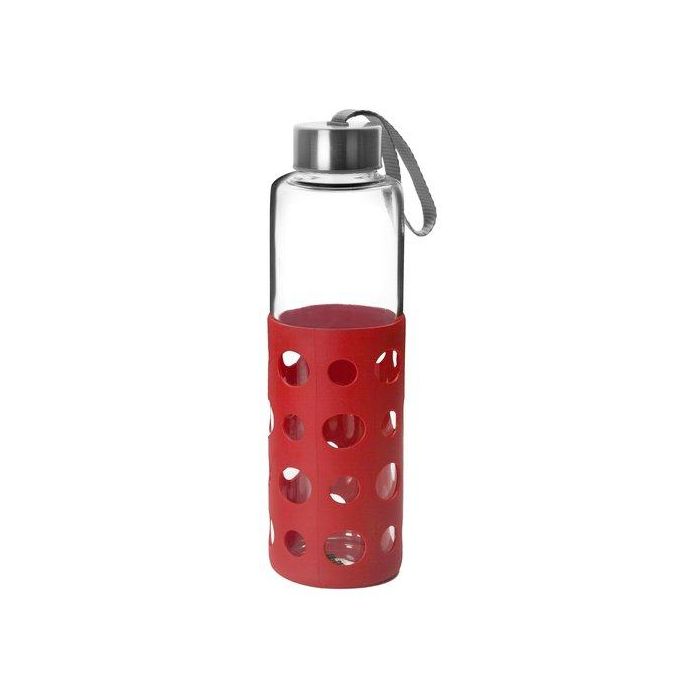 Botella Vidrio Ibili Lake 500Ml Borosilicato Rojo