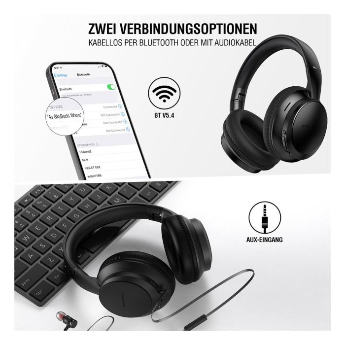 4smarts SkyBuds Wave Auriculares Bluetooth Inalámbrico y Alámbrico Diadema Negro 6