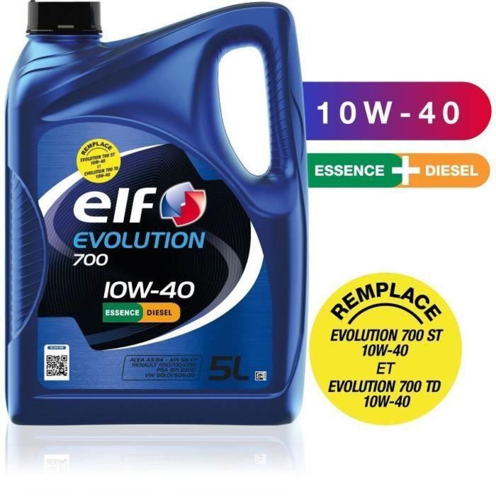 Aceite de Motor para Coche Elf Evolution 700 10W40 5 L 5 Aceite de Motor para Coche Elf Evolution 700 10W40 5 L 5