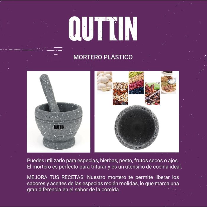 Quttin Mortero con Mazo de Plástico, 11 x 9 cm (12 Unidades) 2 Quttin Mortero con Mazo de Plástico, 11 x 9 cm (12 Unidades) 2