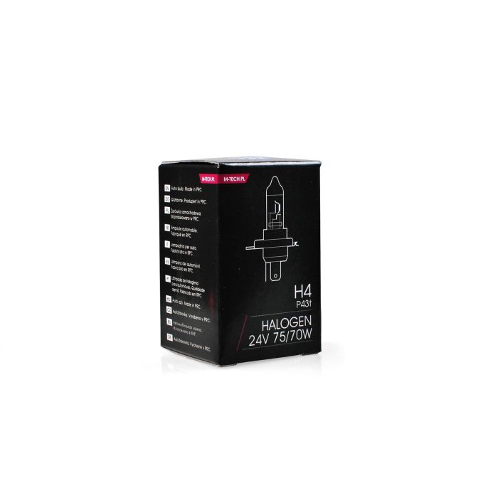 M-Tech MTECZ904 Lámpara Halógena H4 P43T 24V 75/70W, 10 Unidades, Transparente, Vidrio Cuarzo Templado, Homologación E4 2