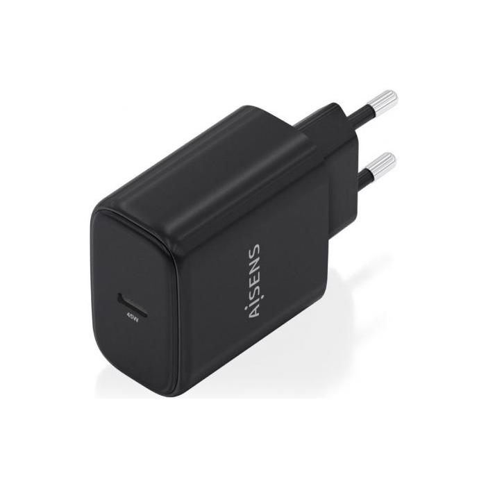 Cargador de Pared GaN Aisens A110-0970/ 1xUSB Tipo-C/ 45W/ Negro 1 Cargador de Pared GaN Aisens A110-0970/ 1xUSB Tipo-C/ 45W/ Negro 1