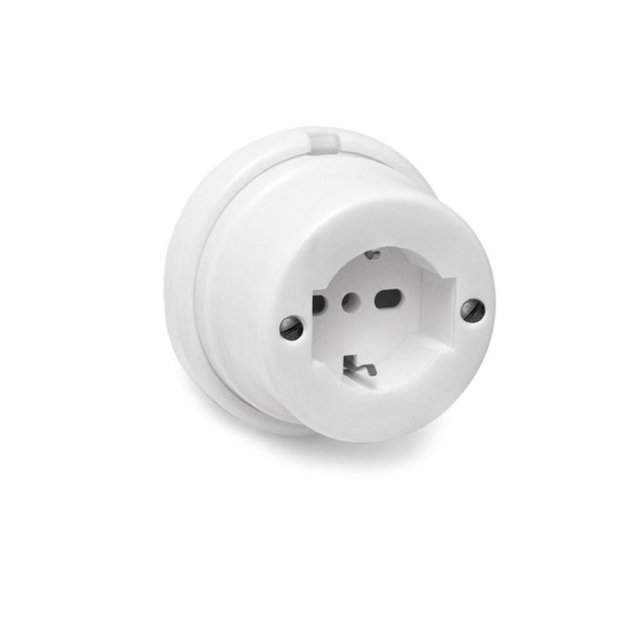 Edm Base 2p+t t/tl Vintage, Porcelana, Blanco, 16A 250V, Ø80mm