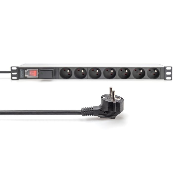 Digitus PDU 1U 7xCEE7/5 Negro Regleta conmutada 7 salidas 230V/16A Montaje en Rack Horizontal Aluminio Plástico 1