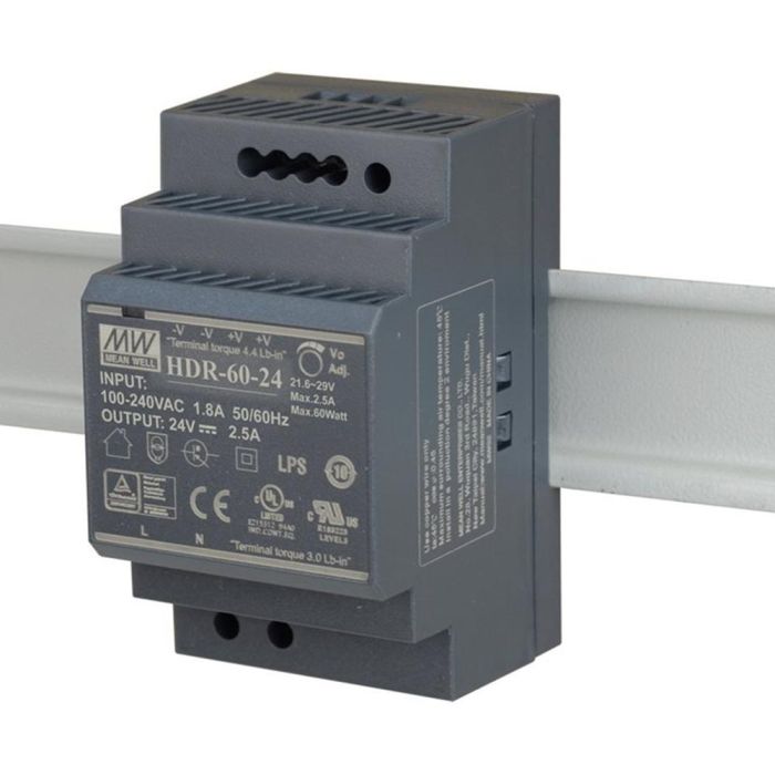 D-Link Fuente de Alimentación Montable en Carril DIN H60 24 Ultra Slim 60W 24V DC 90% Eficiencia