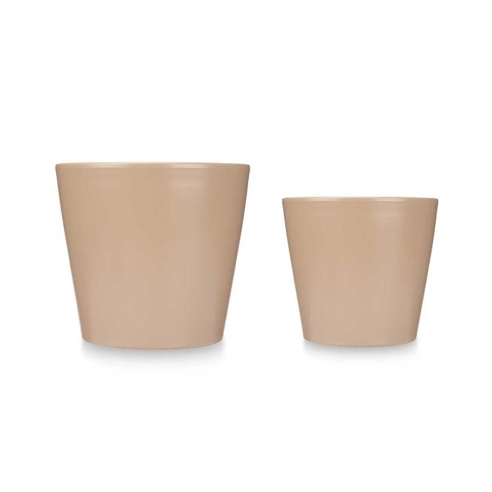 Set 2 Macetas Cónicas Cerámica Beige 22 y 28 cm - Ibergarden 2 Set 2 Macetas Cónicas Cerámica Beige 22 y 28 cm - Ibergarden 2