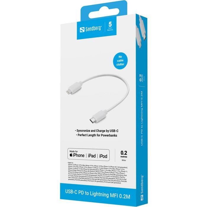 Sandberg USB-C PD to Lightning MFI 0.2M 1
