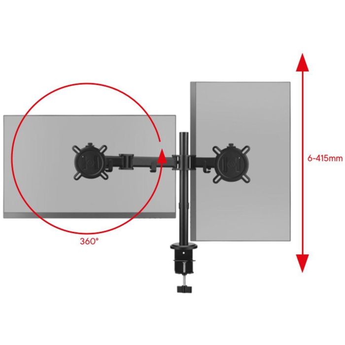 Soporte inteligente para monitor - UNO PARA TODOS - VESA 100 - Brazo doble - 13" y 32" - 8 kg máx. - Altura ajustable - Negro 2 Soporte inteligente para monitor - UNO PARA TODOS - VESA 100 - Brazo doble - 13" y 32" - 8 kg máx. - Altura ajustable - Negro 2