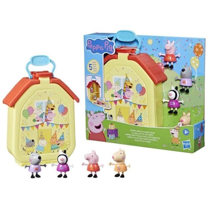 Peppa Pig, set maletín de Peppa con casita plegable, 4 figuritas, juguetes preescolares, a partir de 3 años