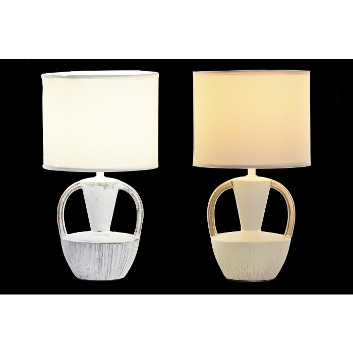 DKD Home Decor Lámpara Sobremesa Blanco Beige 20 x 35 x 20 cm (2 Unidades) 1