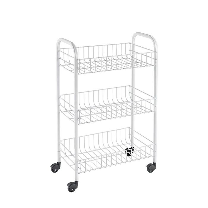Metaltex Carro multiusos 3 estantes 41x23x63 cm con ruedas, alambre plastificado blanco LDPE 0 Metaltex Carro multiusos 3 estantes 41x23x63 cm con ruedas, alambre plastificado blanco LDPE 0