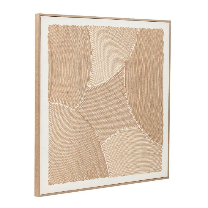 DKD Home Decor Cuadro Decorativo Scandi Moderno de Lienzo y Algodón Natural Blanco, 100x100x3.8 cm - Pack de 2 Unidades 3