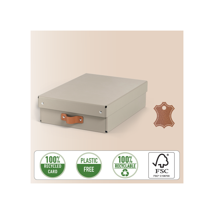 Pack 2 Cajas de Almacenamiento Cartón Mediana Baja Color Beige Leitz 61480012 3