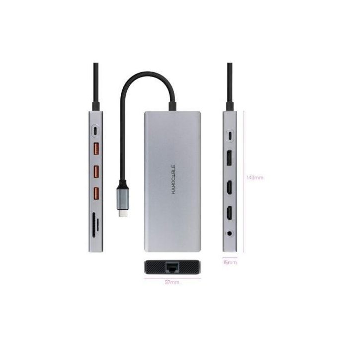 Hub USB NANOCABLE 10.16.4612 Gris 100 W 1