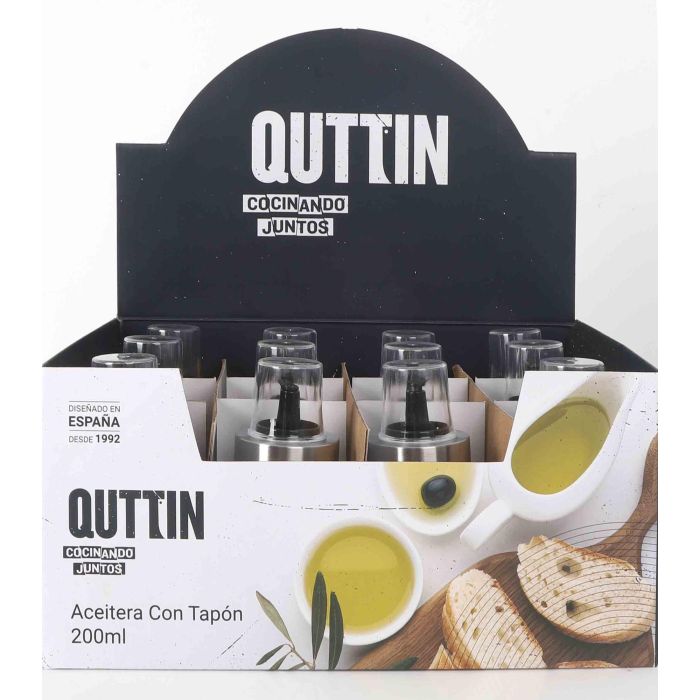 Aceitera de vidrio 200 ml con tapón Quttin (12 Unidades) 1 Aceitera de vidrio 200 ml con tapón Quttin (12 Unidades) 1