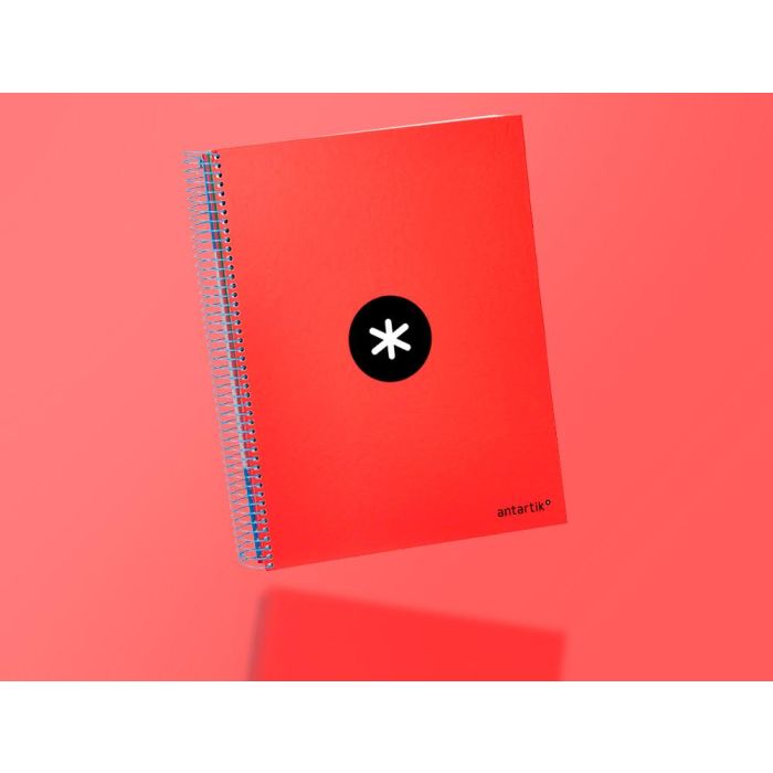 Cuaderno Espiral A4 Micro Antartik Tapa Forrada 120H 90 gr Horizontal 5 Bandas 4 Taladros Color Rojo 8