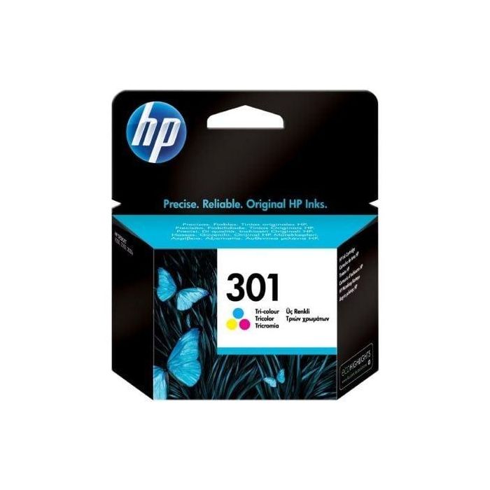 HP 301 CH562EE Cartucho de Tinta Original Tricolor, Rendimiento 150 páginas, compatible con impresoras DeskJet, OfficeJet, ENVY