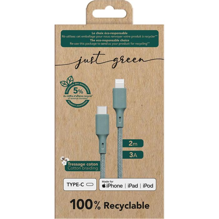 Cable USB BigBen Connected JGCBLCOTMFIC2MNG Verde 2 m (1 unidad) 1