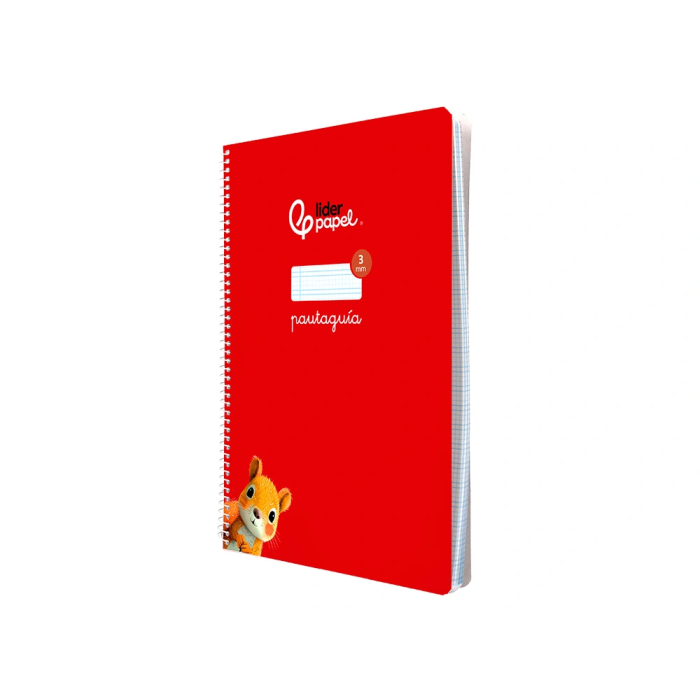 Liderpapel Cuaderno Espiral A4 Pautaguía Tapa Blanda 80 Hojas 75gr Cuadro Pautado 3mm Color Rojo 3