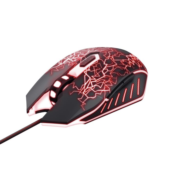 Trust Ratón Gaming Izza GXT 105X USB 4000DPI 6 Botones Iluminación LED Negro - Diseño Ambidiestro