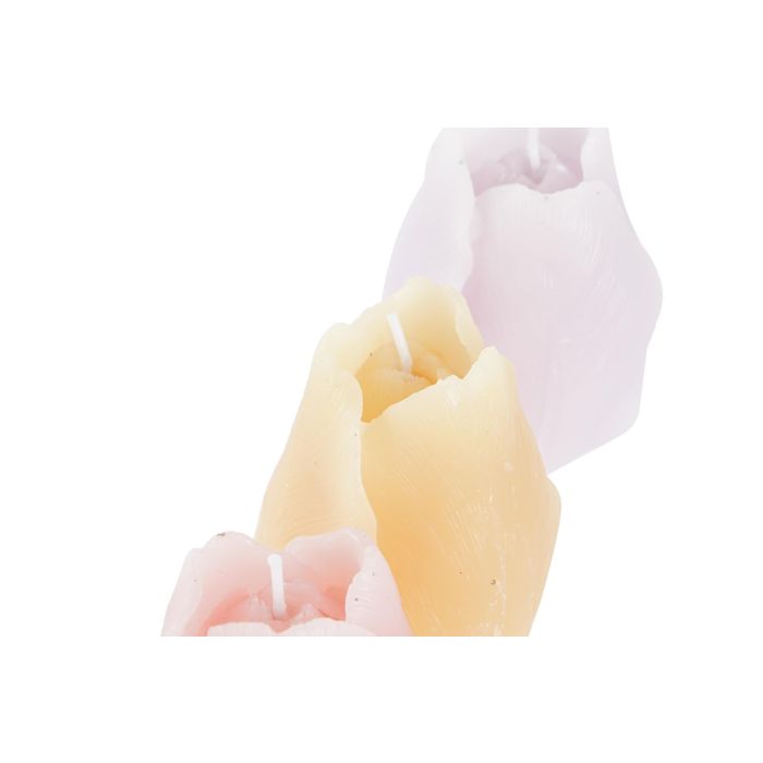 DKD Home Decor Vela Decorativa Shabby de Cera con Tulipán 304 gr, Colores Naranja Rosa Lila Surtidos, 5x7x5 cm, Pack de 6 Unidades 3