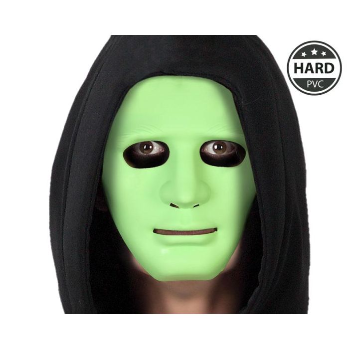 Máscara de PVC rígido verde brillante para disfraces de Halloween y eventos de terror