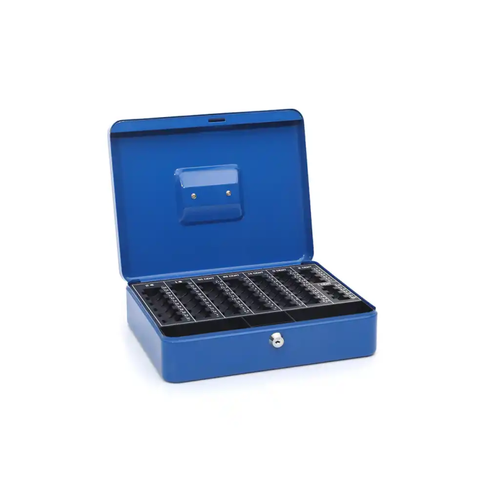 Q-connect Caja caudales 300x240x90 mm Azul con Portamonedas y Llaves Q-connect Caja caudales 300x240x90 mm Azul con Portamonedas y Llaves