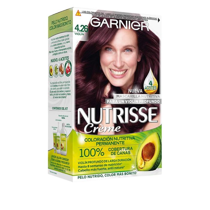 Garnier #4.26-violín Nutrisse Crème Coloración Permanente 100% Cobertura Canas, Nutritiva con 3 Aceites 3 Unidades 0 Garnier #4.26-violín Nutrisse Crème Coloración Permanente 100% Cobertura Canas, Nutritiva con 3 Aceites 3 Unidades 0