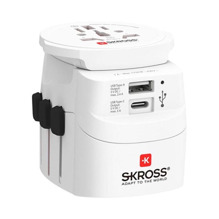 Skross 1302472 Set 2 Multi Adaptadores de Viaje Universal Suiza UK/US/AU/China con USB-C y USB-A para Aparatos con/sin Toma Tierra 1 Skross 1302472 Set 2 Multi Adaptadores de Viaje Universal Suiza UK/US/AU/China con USB-C y USB-A para Aparatos con/sin Toma Tierra 1