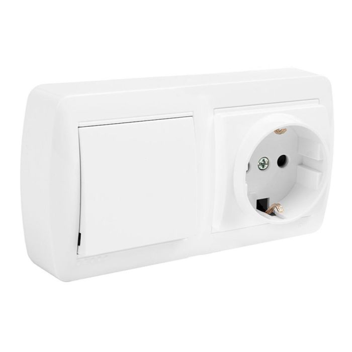 Base doble bipolar con t/tl + conmutador de cruce y con obturador superficie mural 138 x 42 x 72 mm Base doble bipolar con t/tl + conmutador de cruce y con obturador superficie mural 138 x 42 x 72 mm