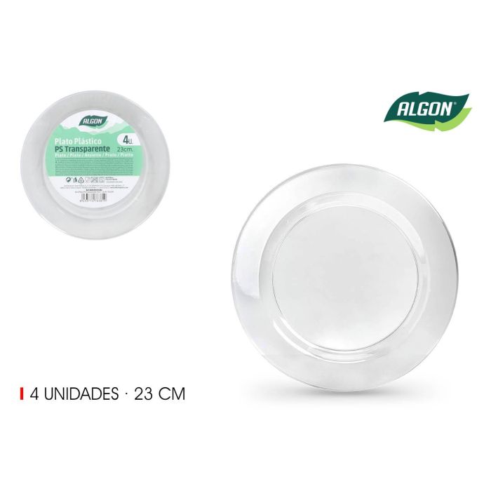 Set de 4 platos transparentes Algon 23 cm (24 Unidades) Set de 4 platos transparentes Algon 23 cm (24 Unidades)