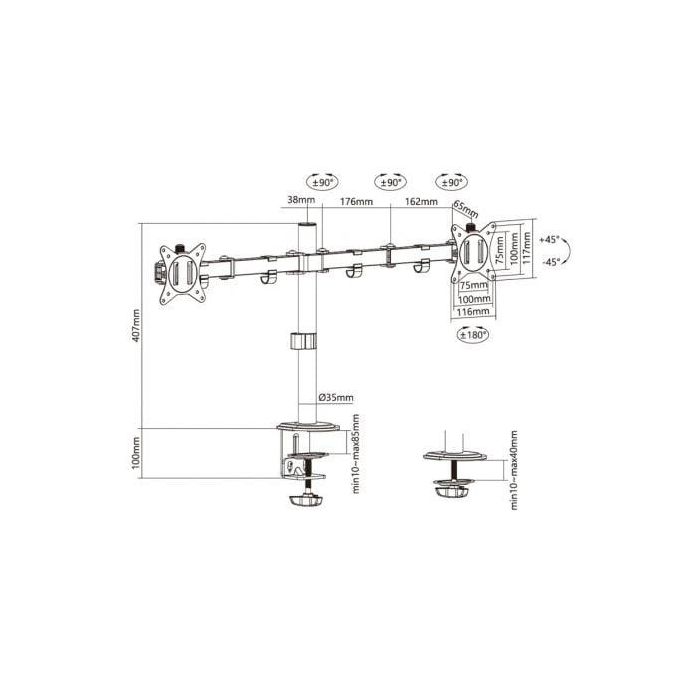 AISENS - SOPORTE DE MESA ECO GIRATORIO E INCLINABLE PARA 9KG (3 PIVOTES, 2 BRAZOS) DE 17-32, NEGRO 3 AISENS - SOPORTE DE MESA ECO GIRATORIO E INCLINABLE PARA 9KG (3 PIVOTES, 2 BRAZOS) DE 17-32, NEGRO 3