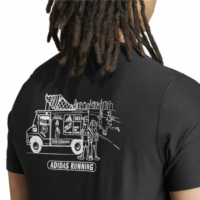 Camiseta de Manga Corta Hombre Adidas Running Ice Cream Graphic Negro