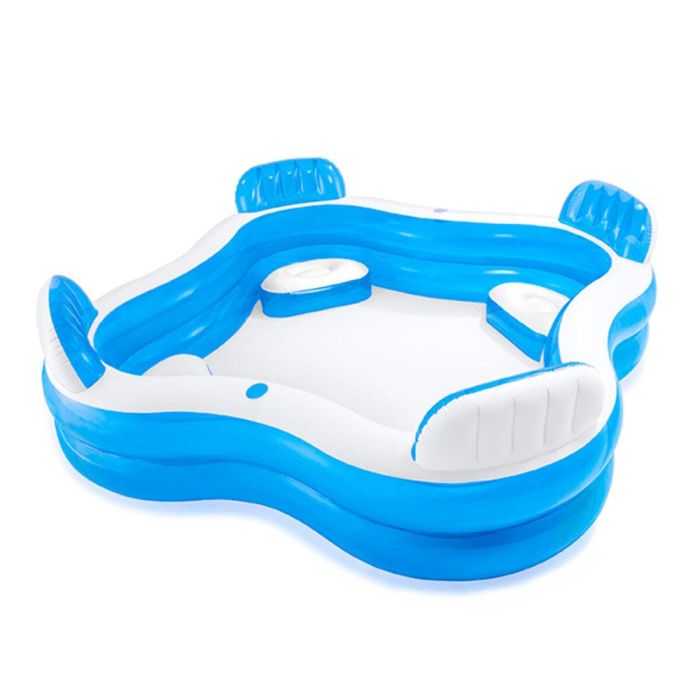Intex Piscina Hinchable Rectangular con 4 Asientos, 990 Litros, 229x229x66 cm, para Niños +6 Años