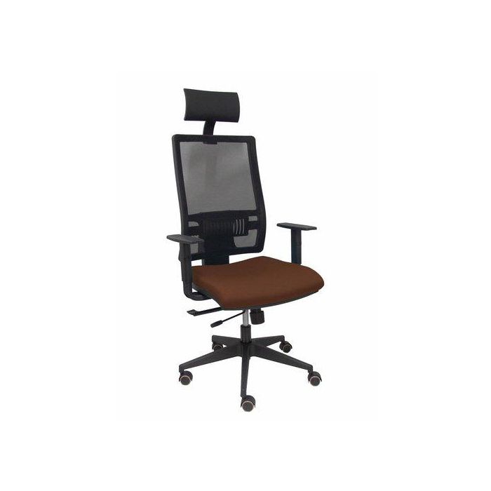 Silla Piqueras Y Crespo Horna Brazos Regulables Cabecero Incluido Mecanismo Traslack Apoyo Lumbar Respaldo Malla Transpirable Y Asiento Tapizado Bali Marron Oscuro