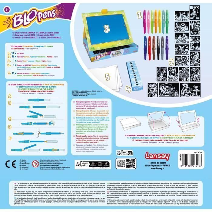 Lansay LAN3181860242407 Blopens Estudio creativo de animales - Juego de dibujo para niños a partir de 5 años 3