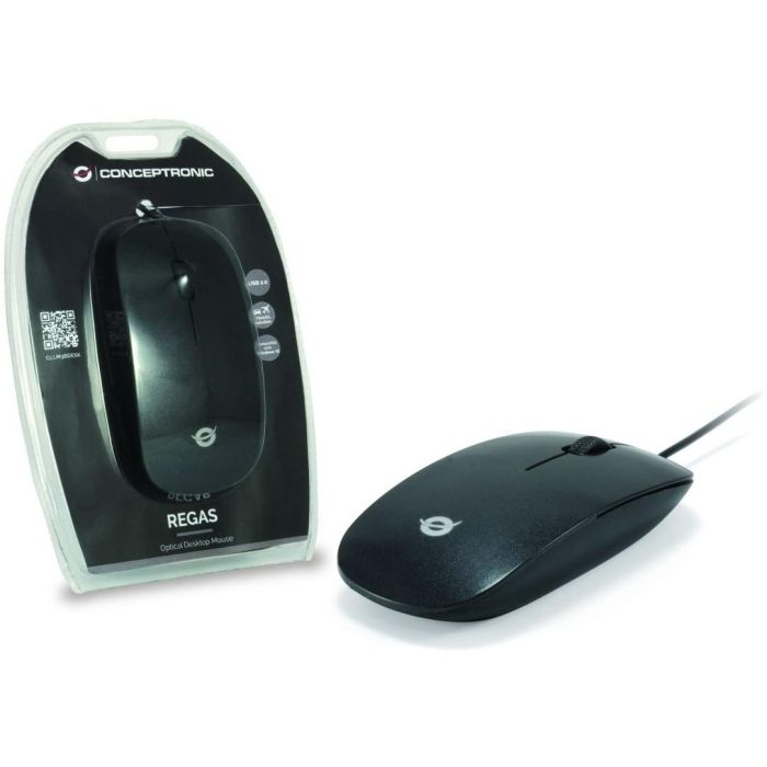 Conceptronic Ratón Óptico USB Negro 800 DPI Ambidextro CLLM3BDESK 1