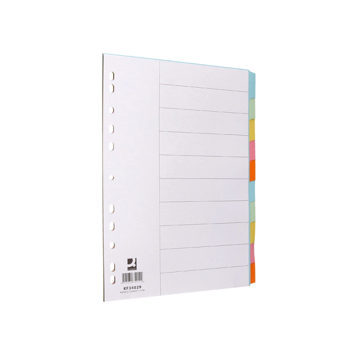 Q-connect Separadores DIN A4 Multitaladro Cartulina, Juego de 10 Unidades, Pestañas Colores Pastel 4